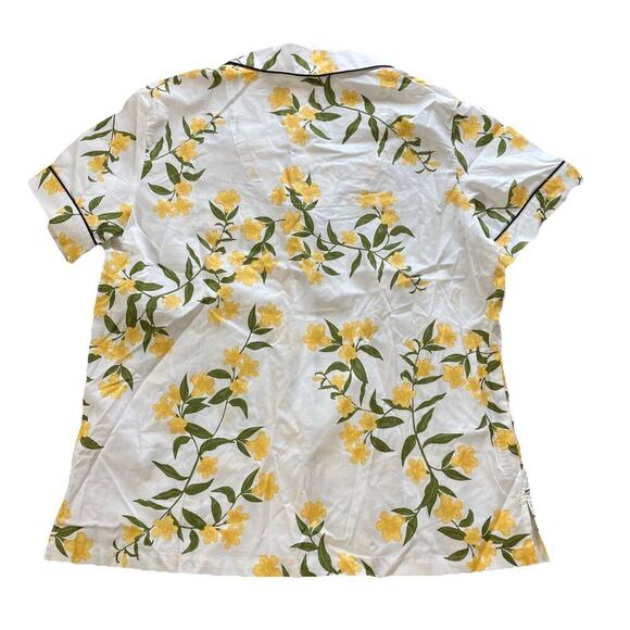BED HEAD PAJAMAS Women’s Top Sz M New Organic Cotton Floral White Yellow Button - Picture 2 of 8